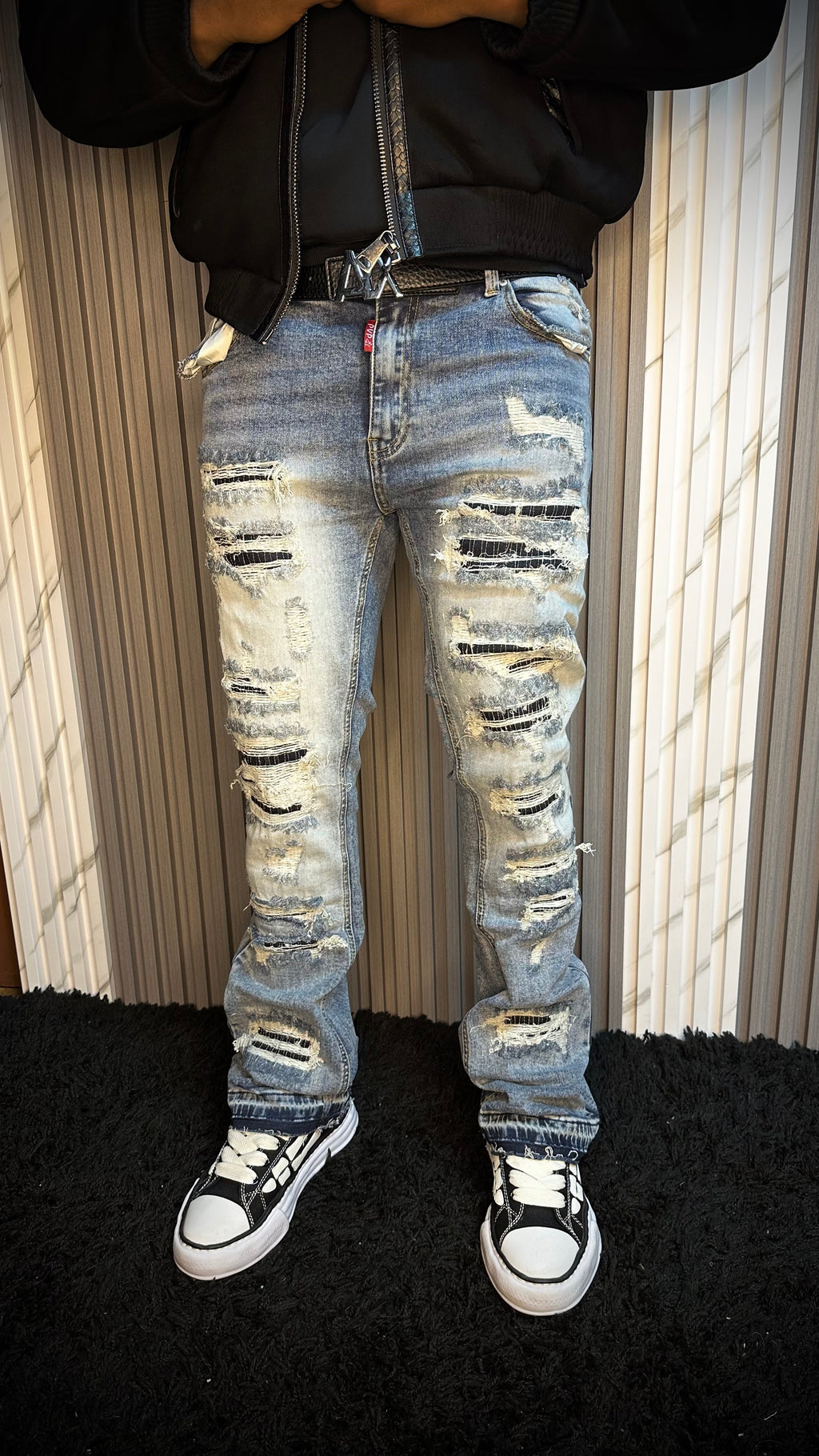 FLARE JEANS RAYADOS